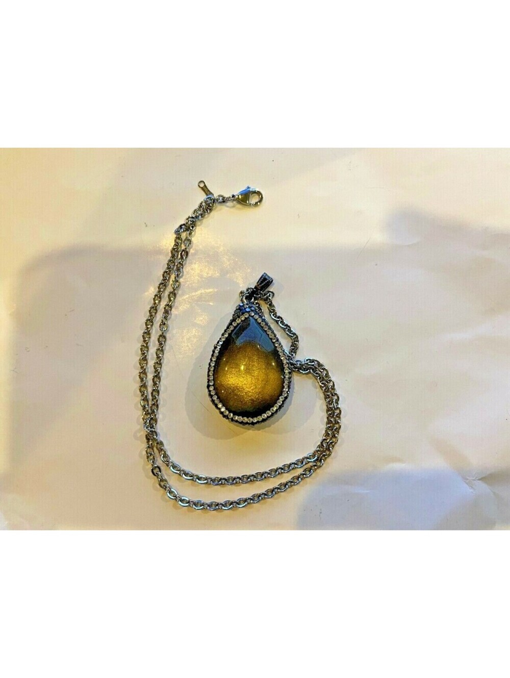 iStone Faux Onyx Pendant Charm Necklace - New